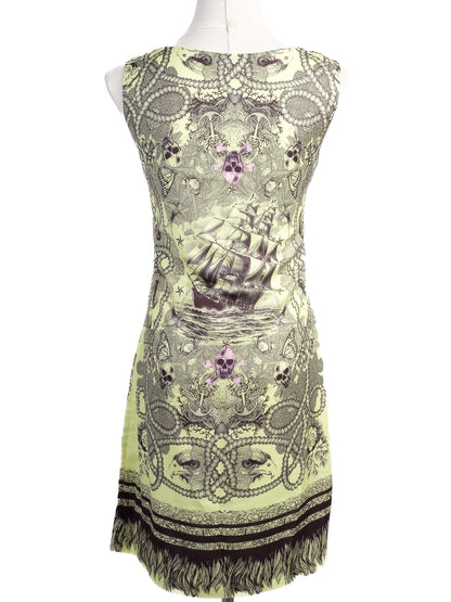 Excellent Alexander McQueen Sleeveless Dress Silk Combined Color