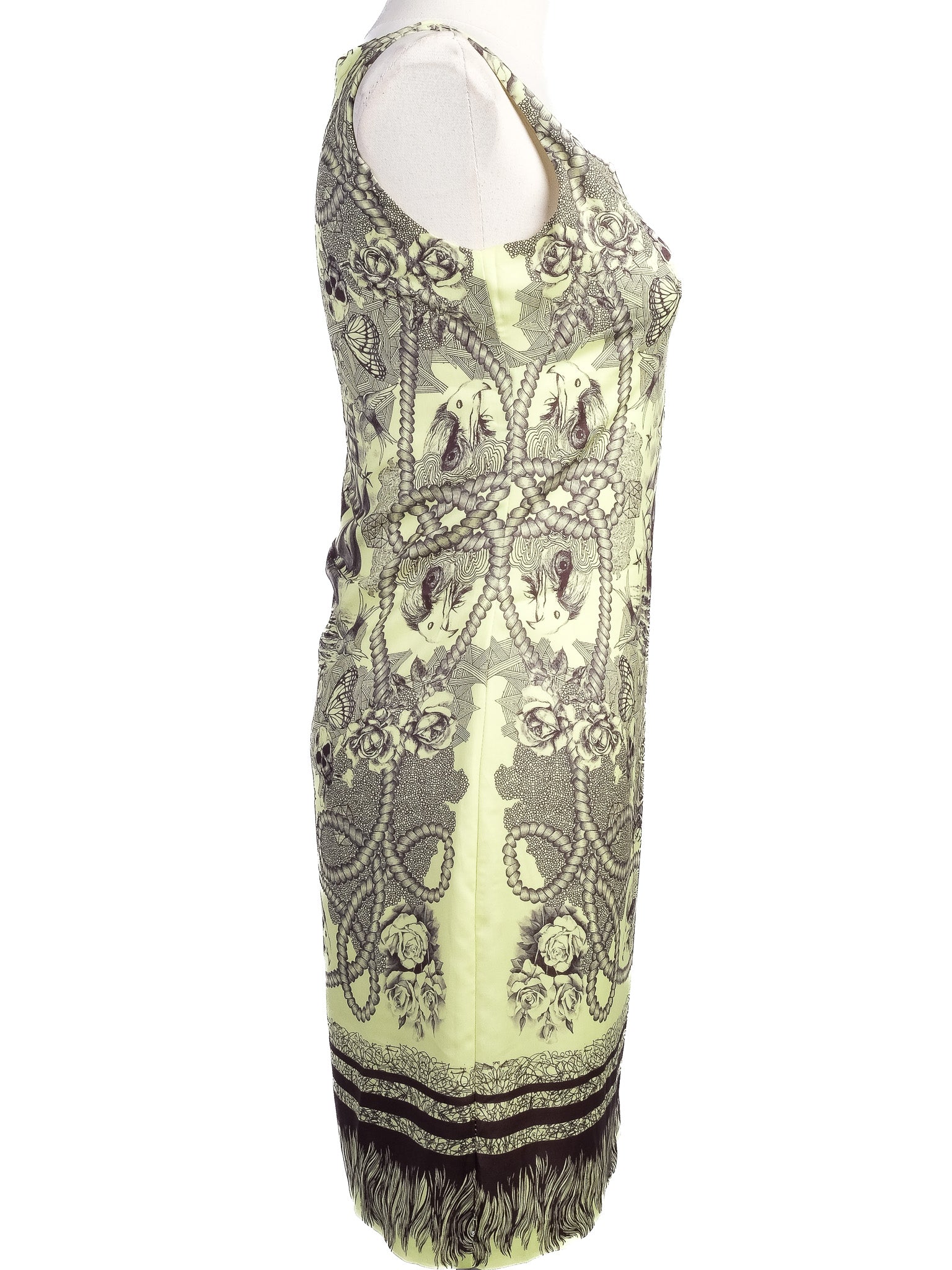 Excellent Alexander McQueen Sleeveless Dress Silk Combined Color