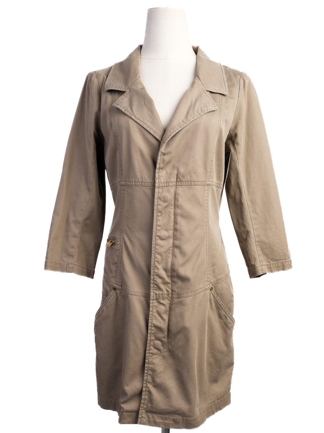 Excellent Diesel Gray Knee-Length Cotton Coat Size M