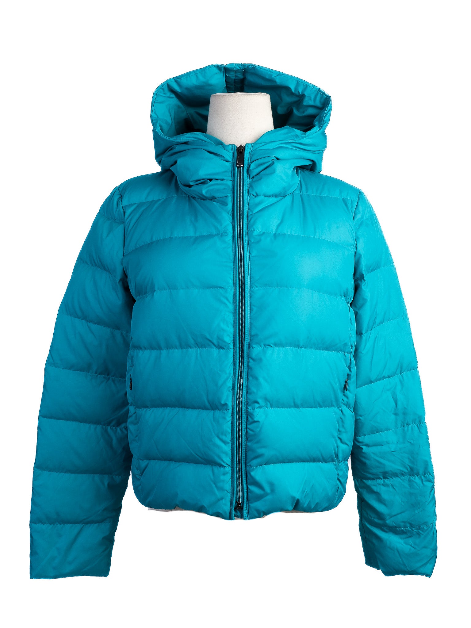 Excellent Pennyblack Teal Puffer Jacket Size S with Hood