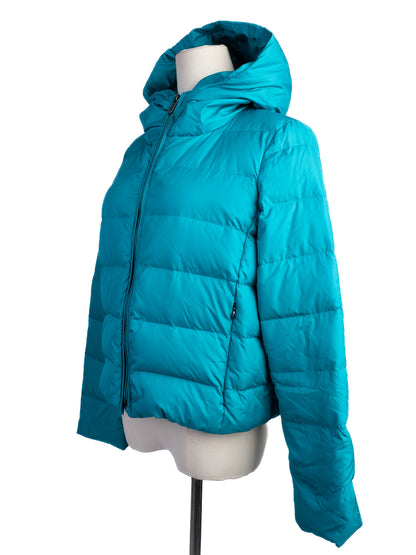Excellent Pennyblack Teal Puffer Jacket Size S with Hood