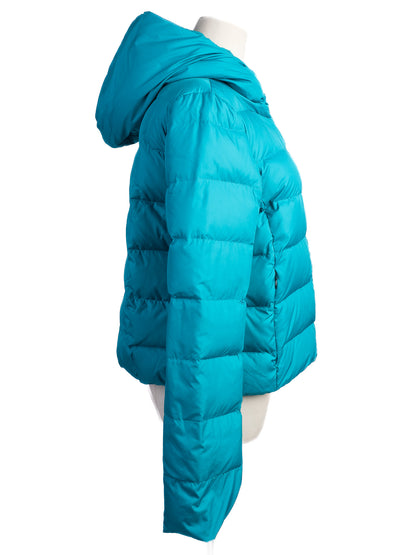 Excellent Pennyblack Teal Puffer Jacket Size S with Hood