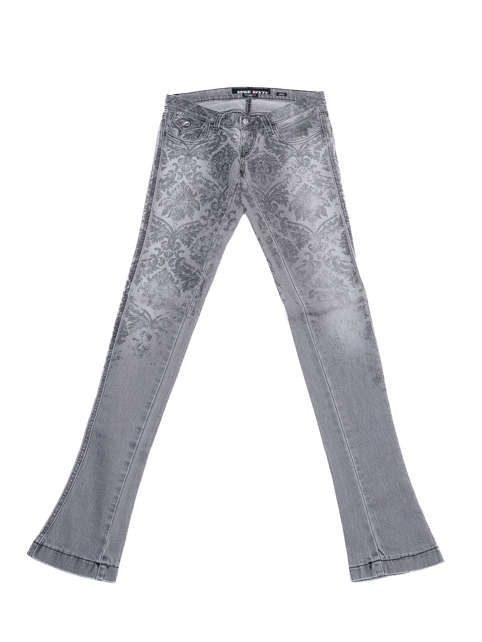 Excellent Miss Sixty Gray Denim Jeans Size S with Damask Pattern