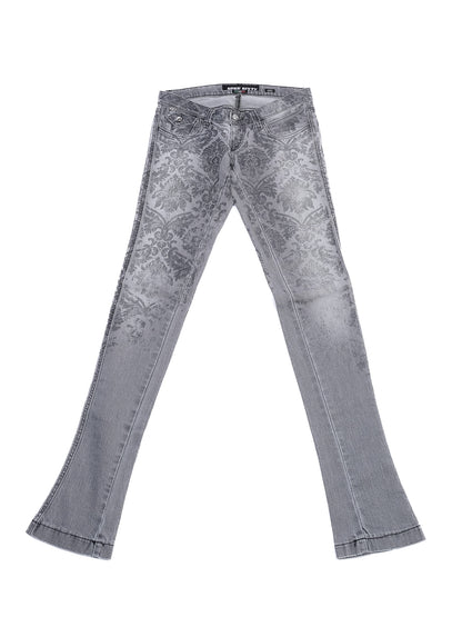 Excellent Miss Sixty Gray Denim Jeans Size S with Damask Pattern