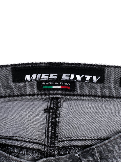 Excellent Miss Sixty Gray Denim Jeans Size S with Damask Pattern