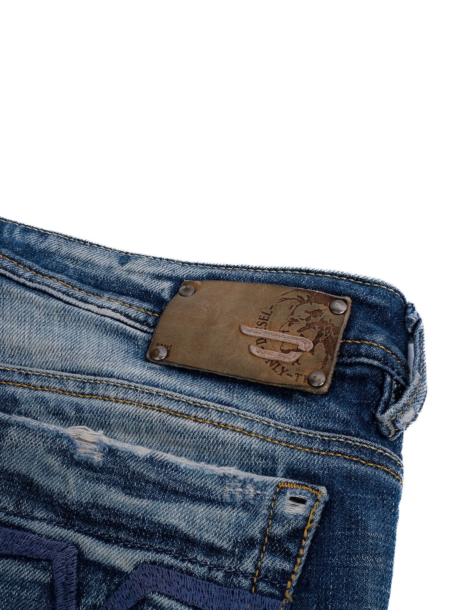 Excellent Diesel Blue Cotton Flare Jeans Size S Distressed Style