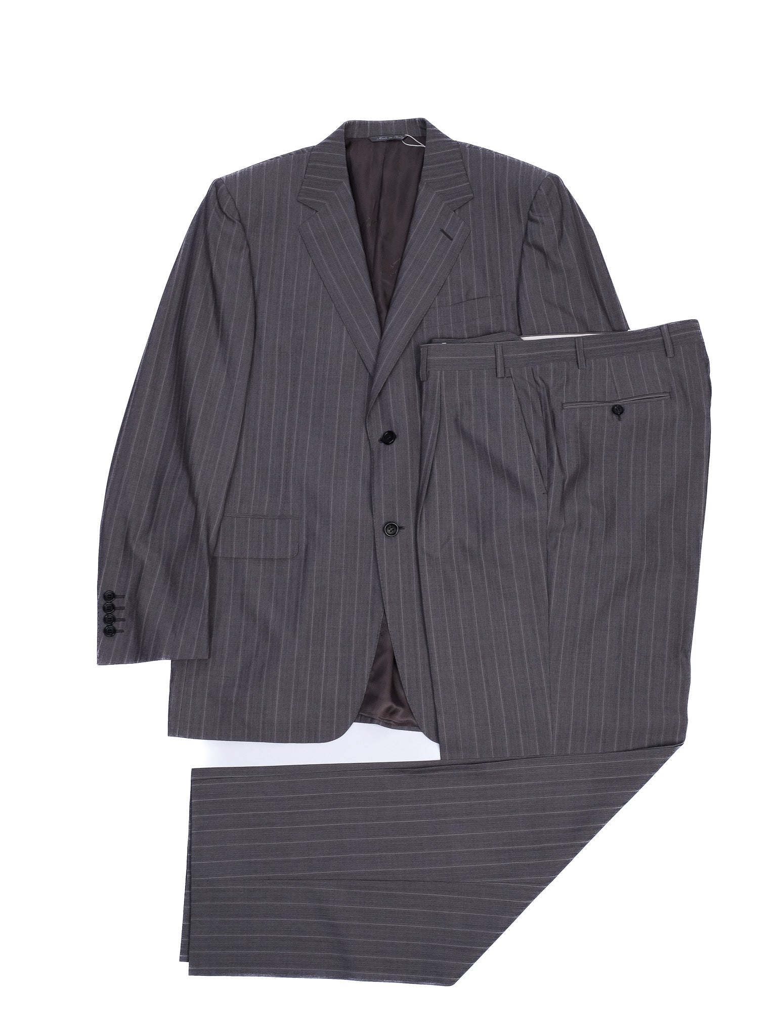 Excellent Canali Gray Pinstripe Suit Size L Cupro Fabric