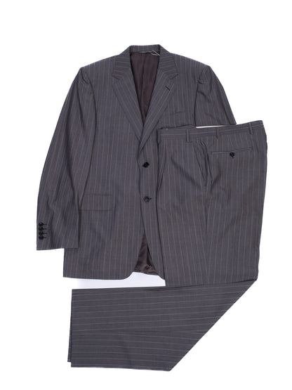 Excellent Canali Gray Pinstripe Suit Size L Cupro Fabric