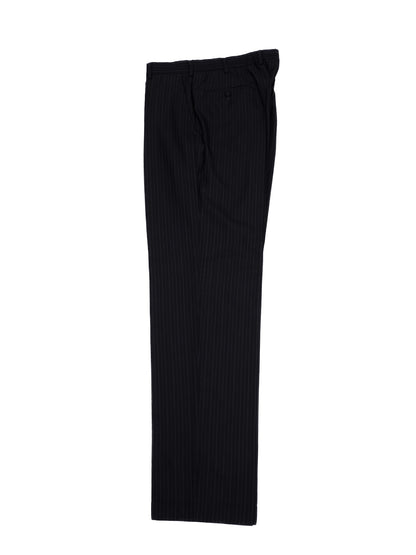 Excellent Ermenegildo Zegna Black Wool Pinstripe Suit Size XL