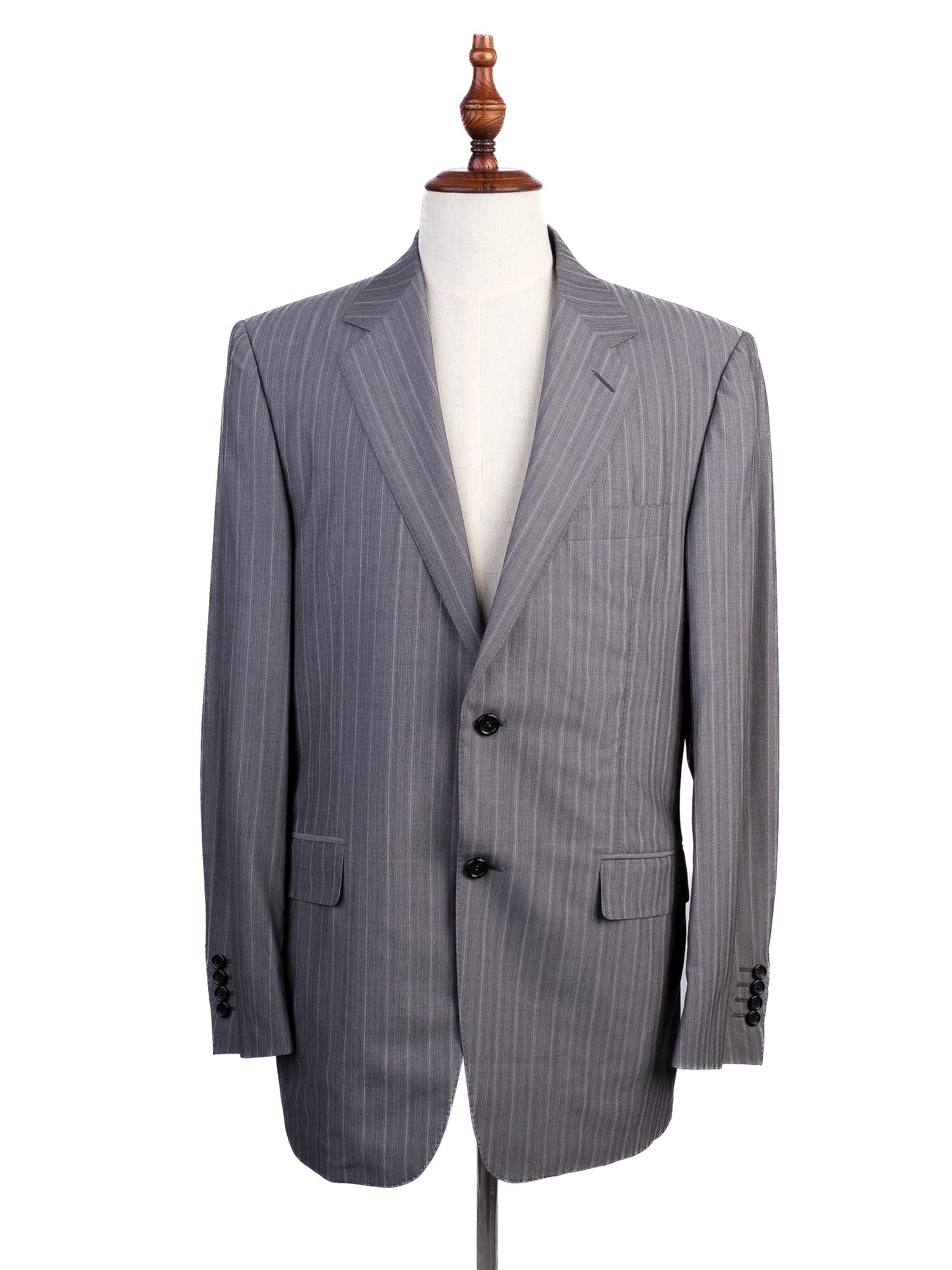 Excellent Canali Gray Pinstripe Suit Size L Cupro Fabric