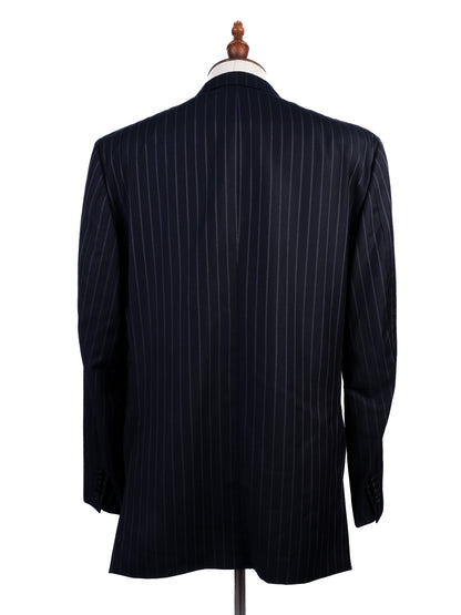 Excellent Ermenegildo Zegna Black Wool Pinstripe Suit XL