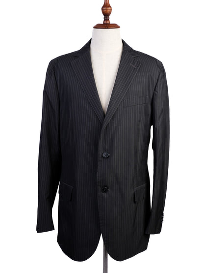 Excellent Ermenegildo Zegna Black Wool Pinstripe Suit Size XL