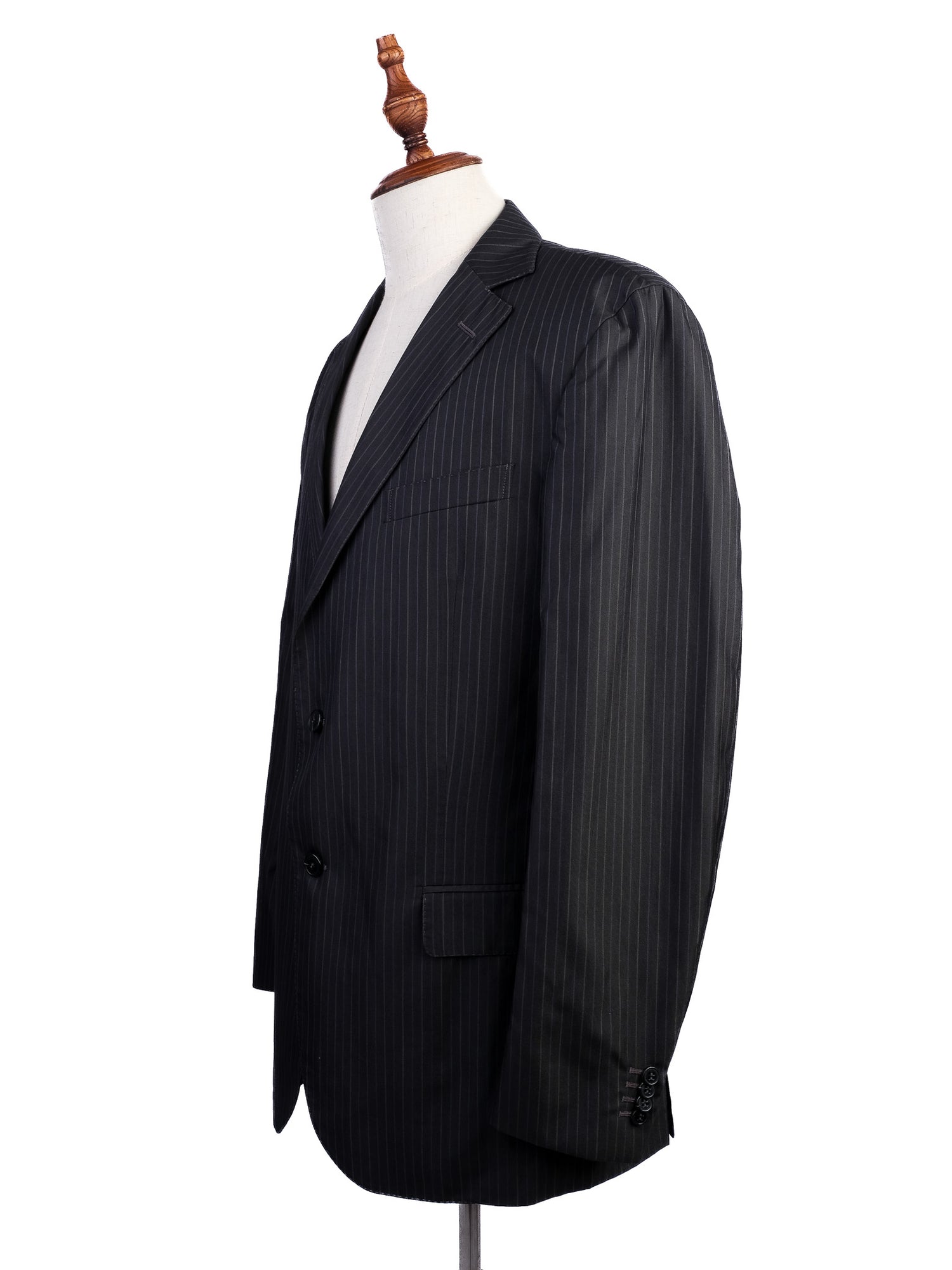 Excellent Ermenegildo Zegna Black Wool Pinstripe Suit Size XL