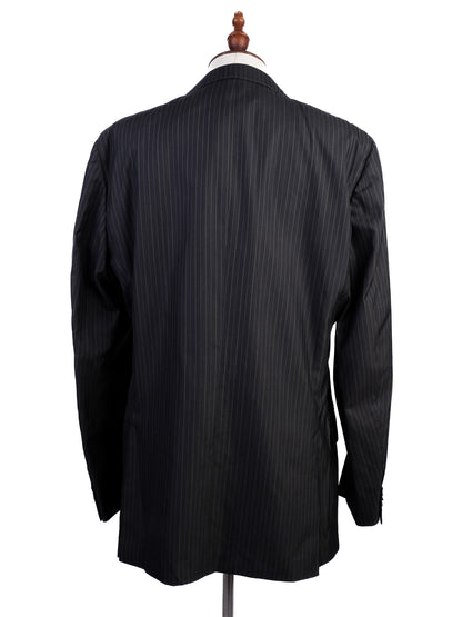 Excellent Ermenegildo Zegna Black Wool Pinstripe Suit Size XL