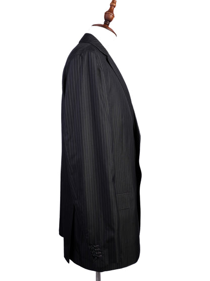 Excellent Ermenegildo Zegna Black Wool Pinstripe Suit Size XL