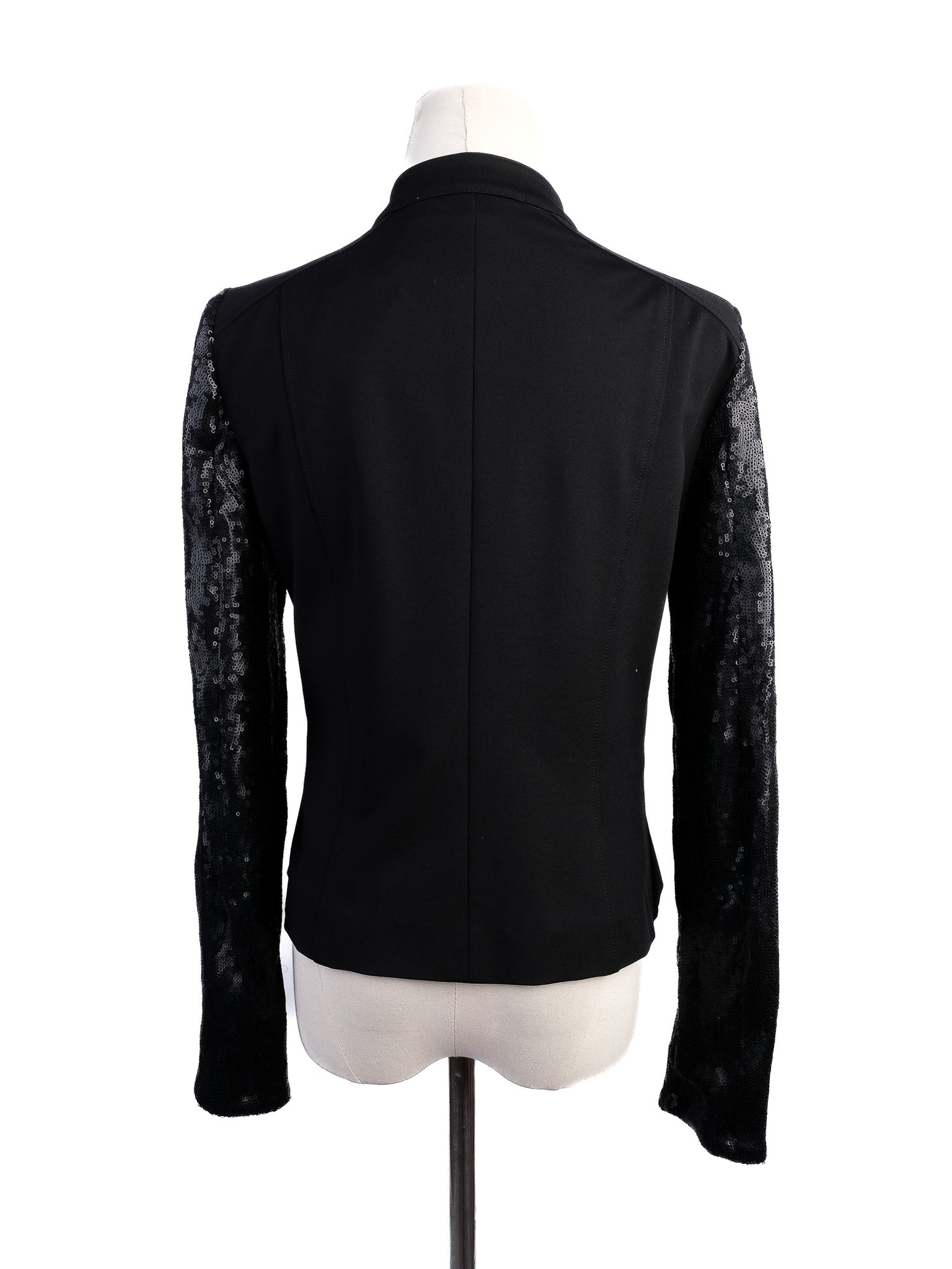 Excellent Pennyblack Black Nylon Jacket Size L with Sequined Sleeves