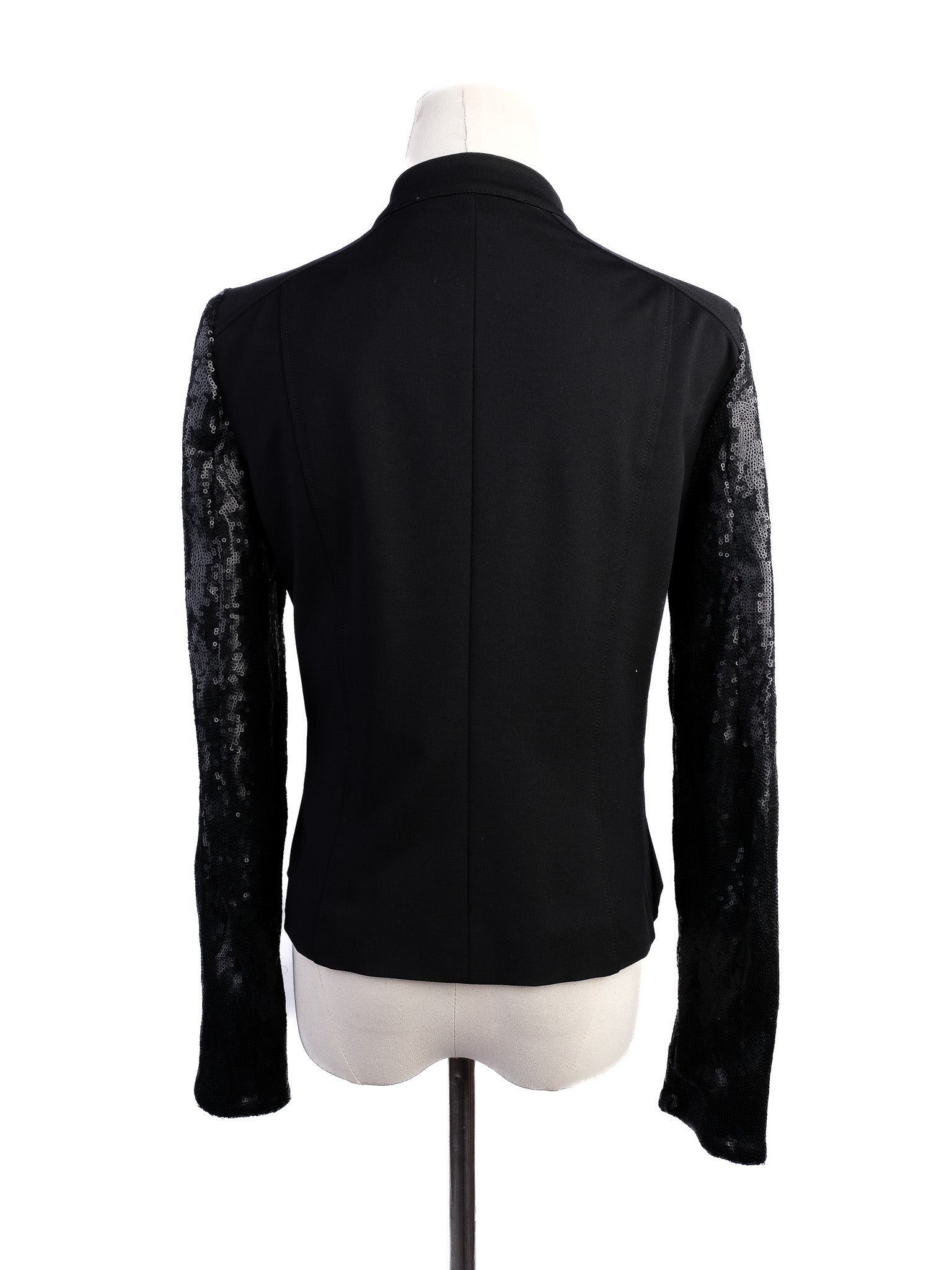 Excellent Pennyblack Black Nylon Jacket Size L with Sequined Sleeves