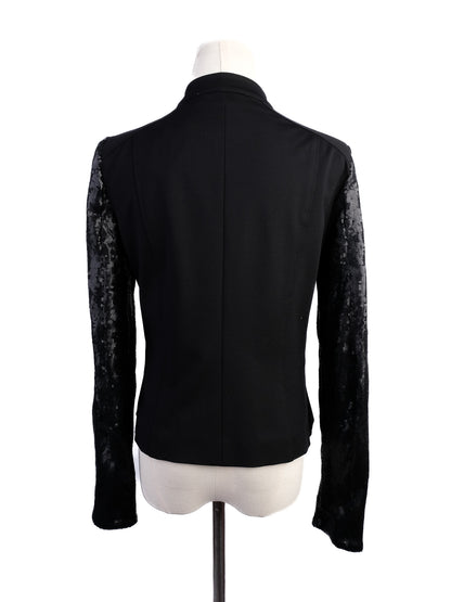 Excellent Pennyblack Black Nylon Jacket Size L with Sequined Sleeves