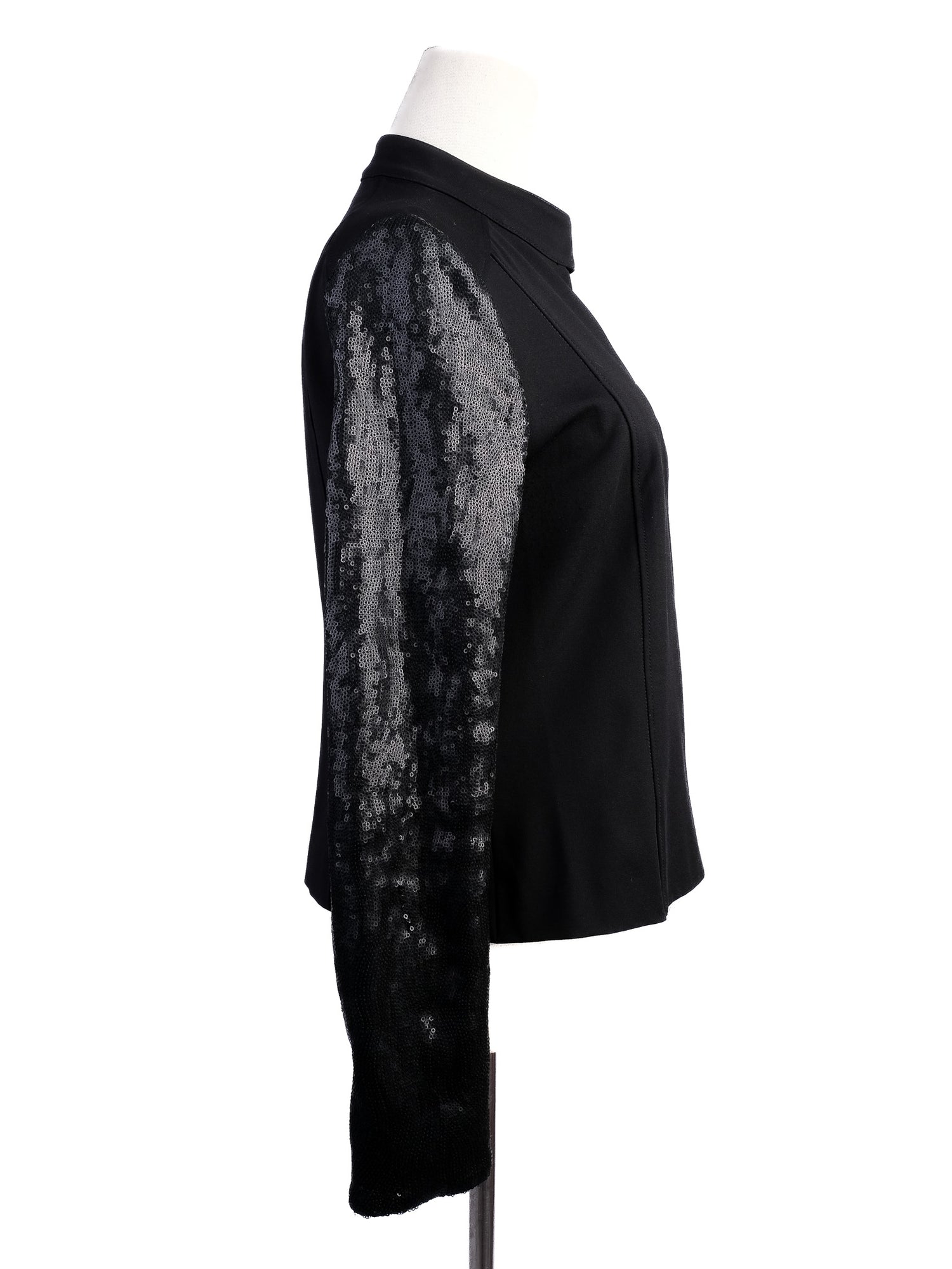 Excellent Pennyblack Black Nylon Jacket Size L with Sequined Sleeves