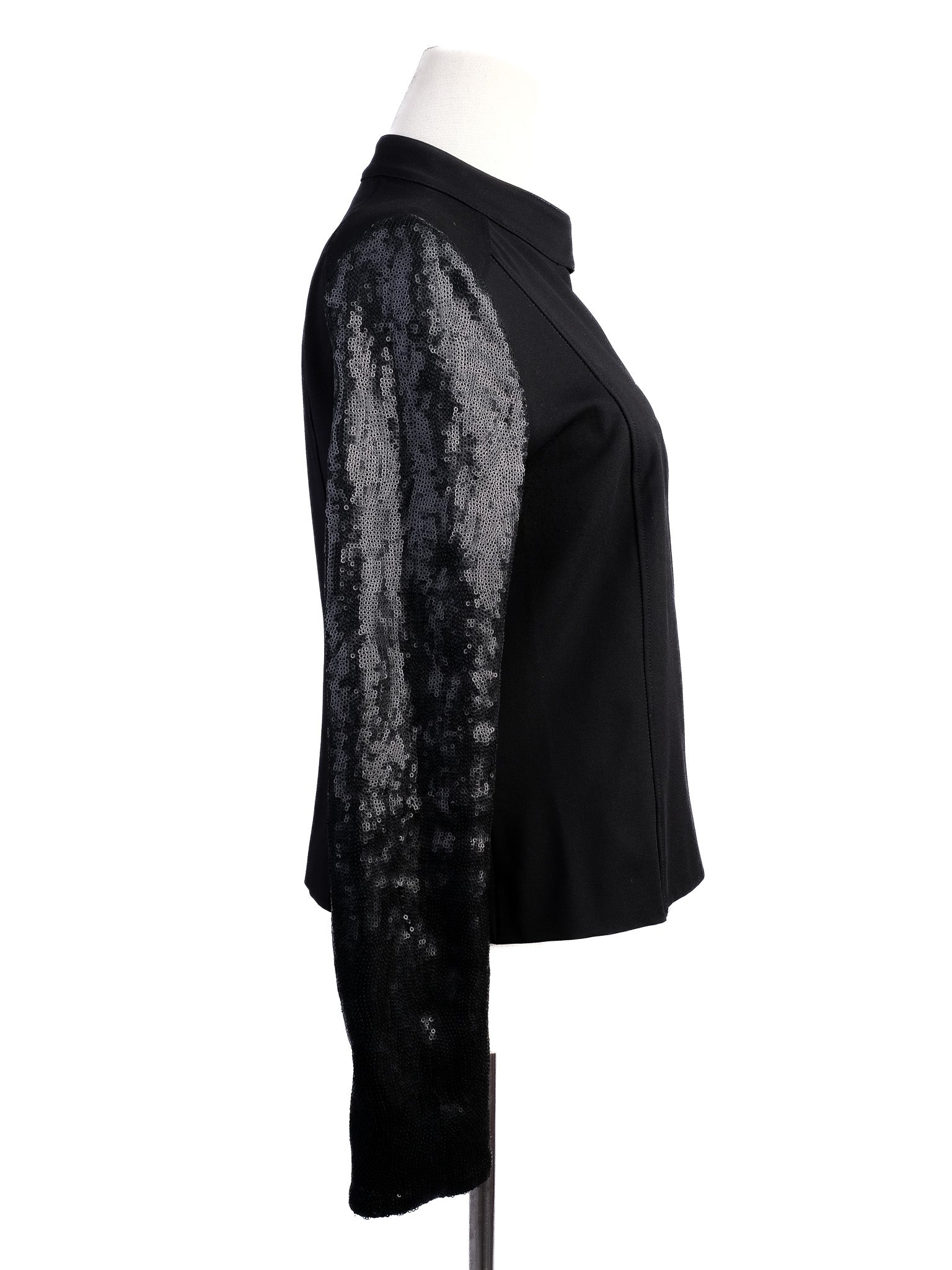 Excellent Pennyblack Black Nylon Jacket Size L with Sequined Sleeves