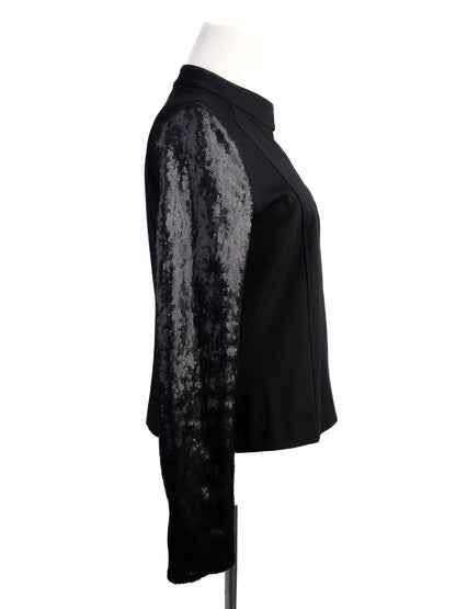 Excellent Pennyblack Black Nylon Jacket Size L with Sequined Sleeves