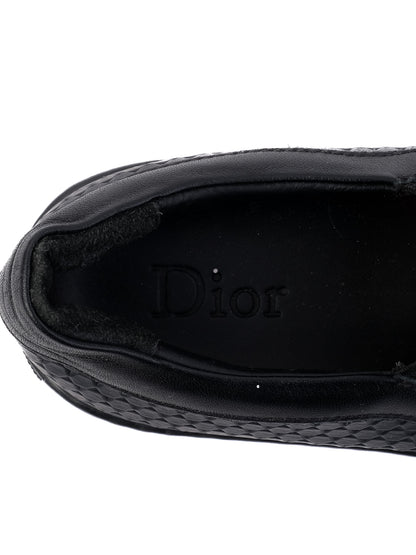 NEW Dior Black Leather Slip-On Shoes for Kids Size 30