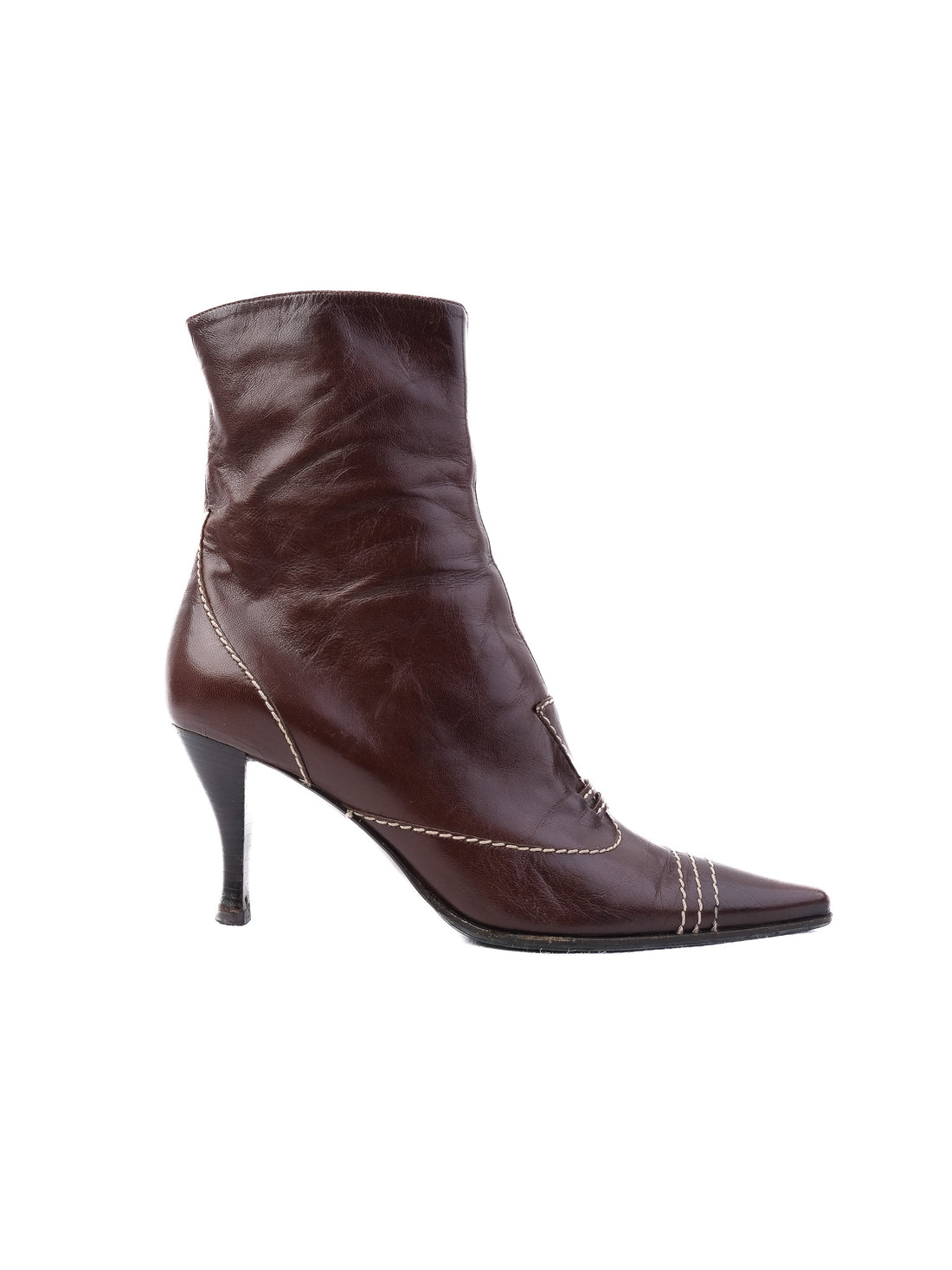 Sergio Rossi Perfect Orange Leather High-Heeled Ankle Boots Size 37