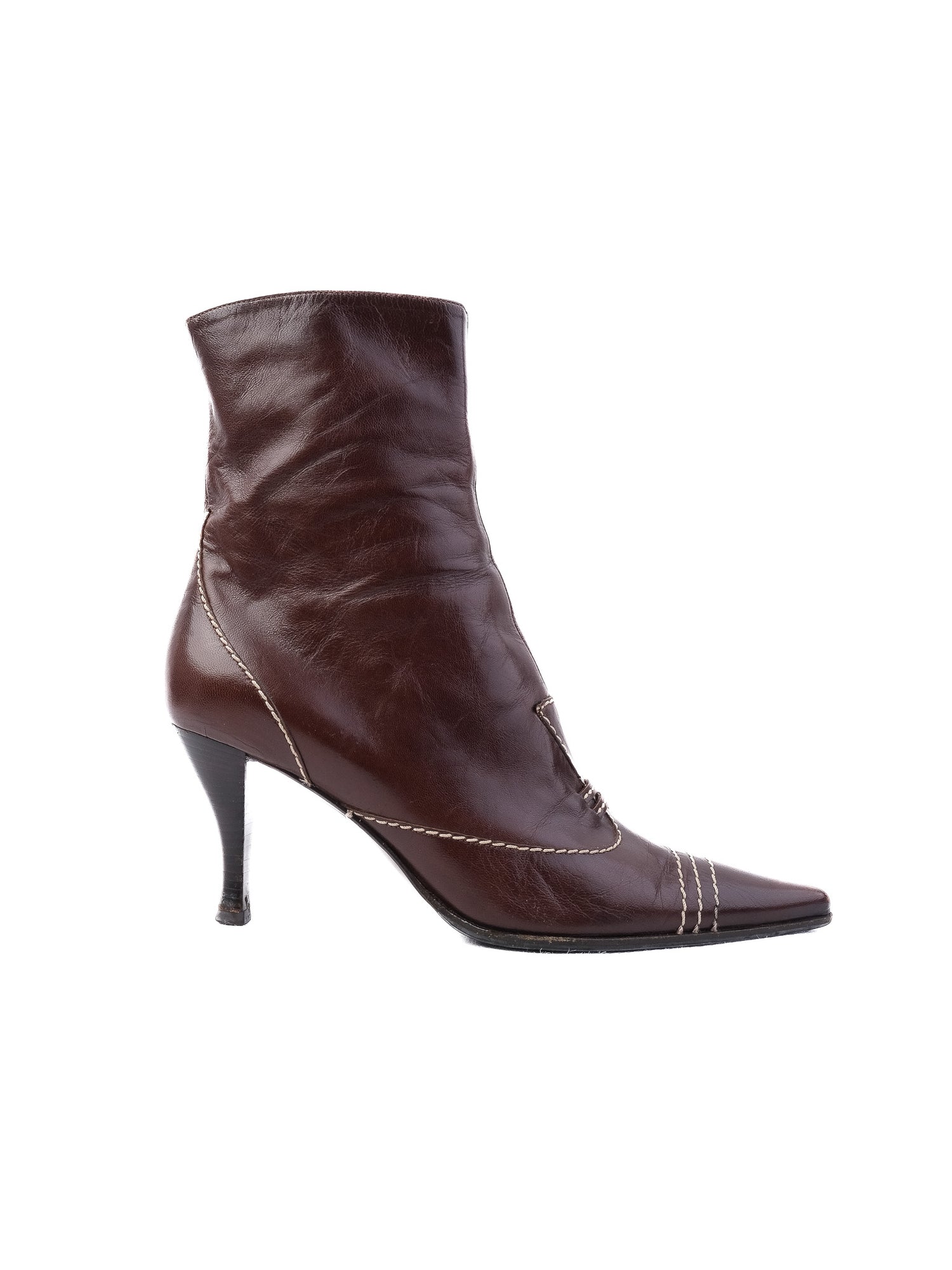 Sergio Rossi Perfect Orange Leather High-Heeled Ankle Boots Size 37
