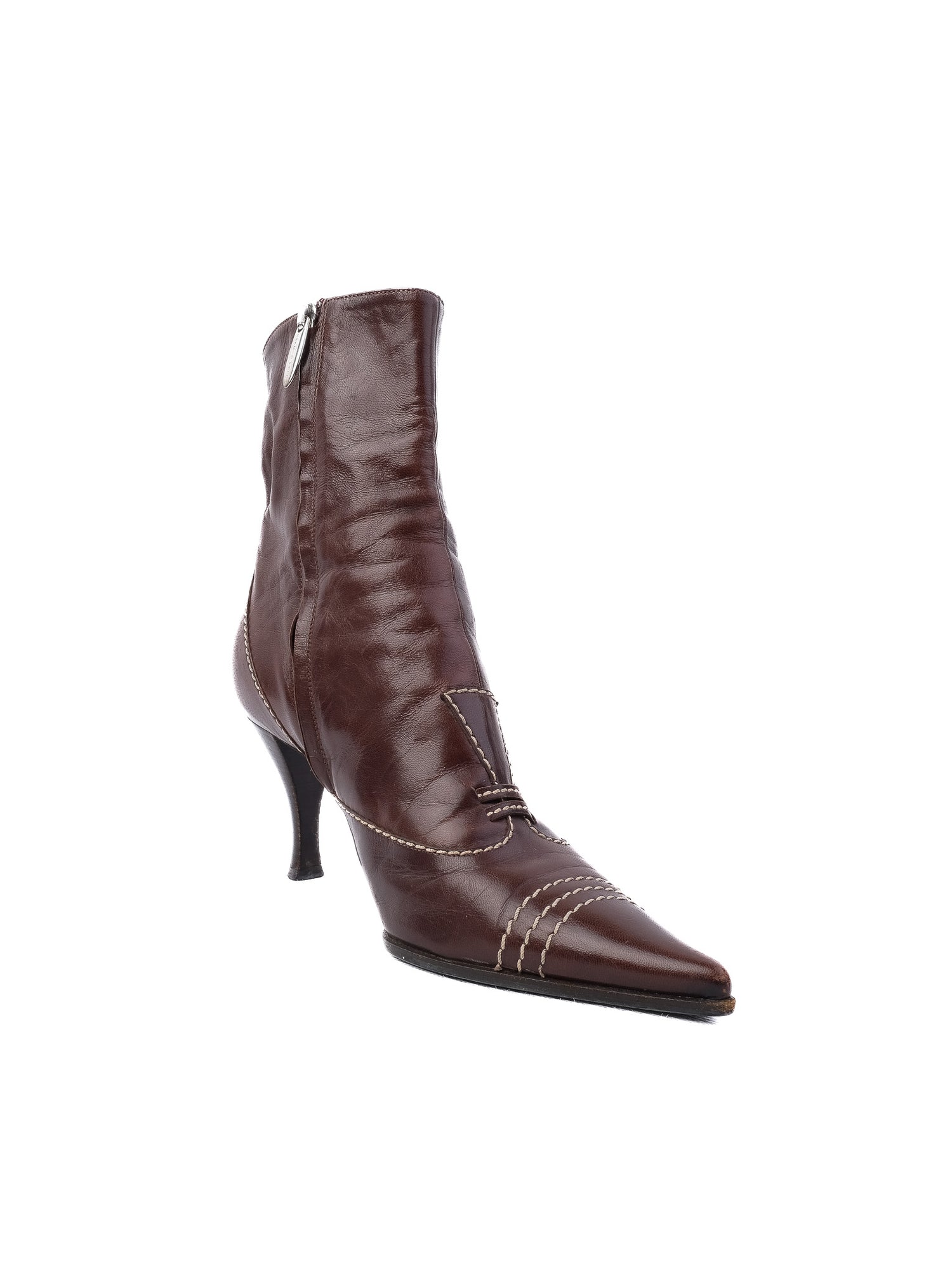 Sergio Rossi Perfect Orange Leather High-Heeled Ankle Boots Size 37