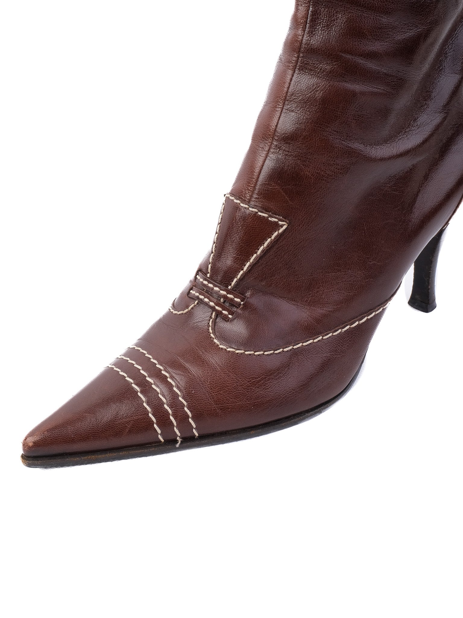 Sergio Rossi Perfect Orange Leather High-Heeled Ankle Boots Size 37