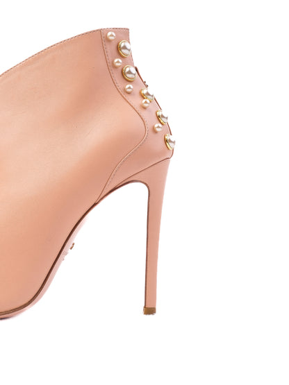 Excellent Elisabetta Franchi Pink Leather High-Heeled Ankle Boots Size 37