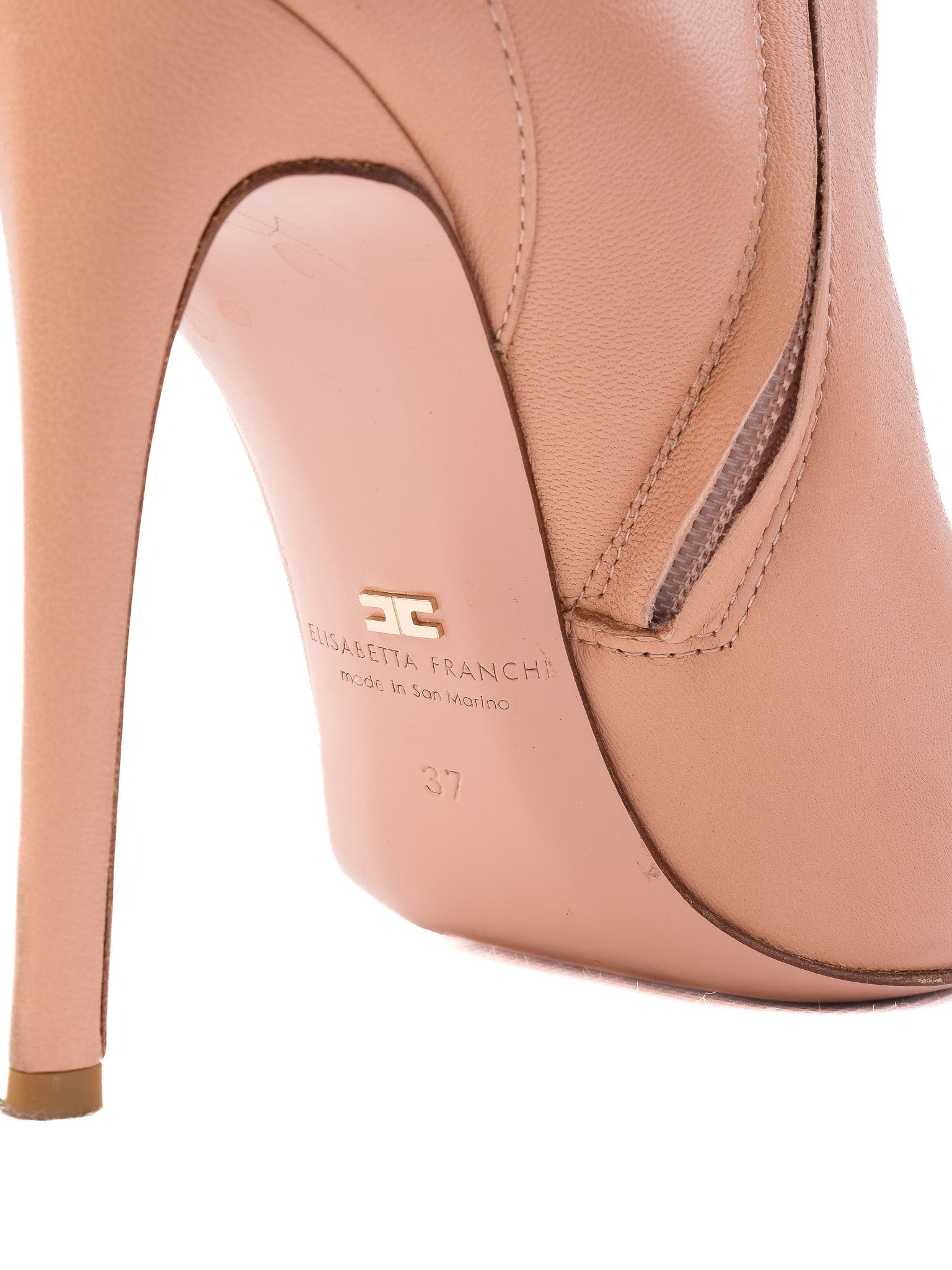 Excellent Elisabetta Franchi Pink Leather High-Heeled Ankle Boots Size 37
