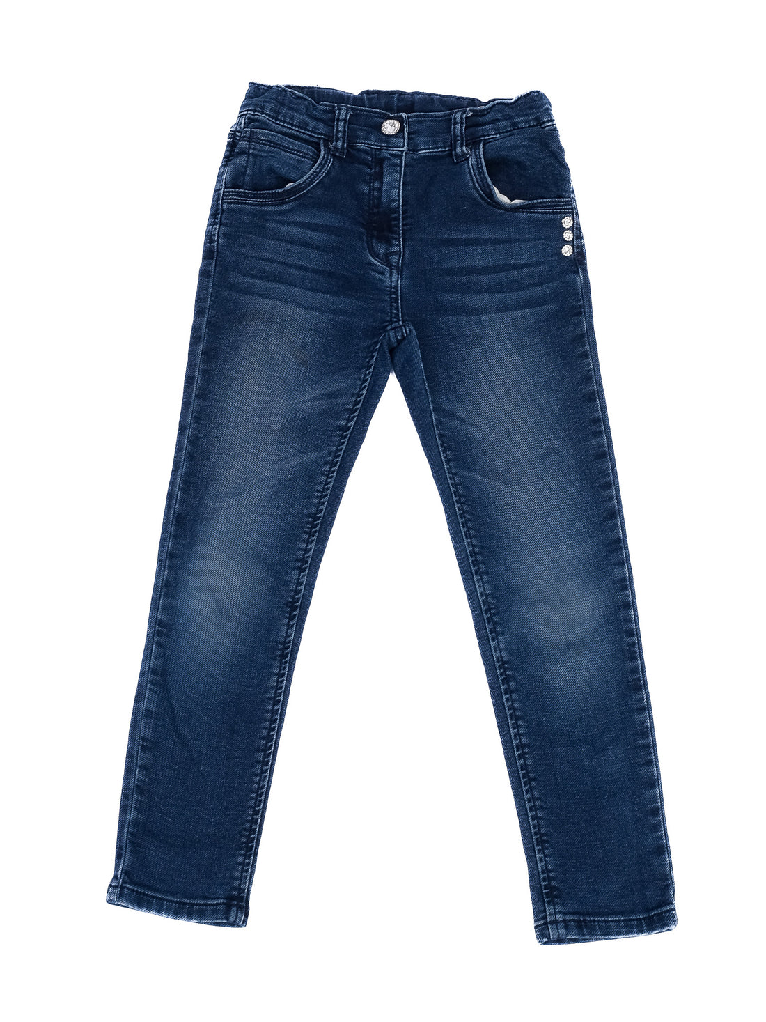 Monnalisa Excellent Blue Denim Jeans with Rhinestone Detail Size 6