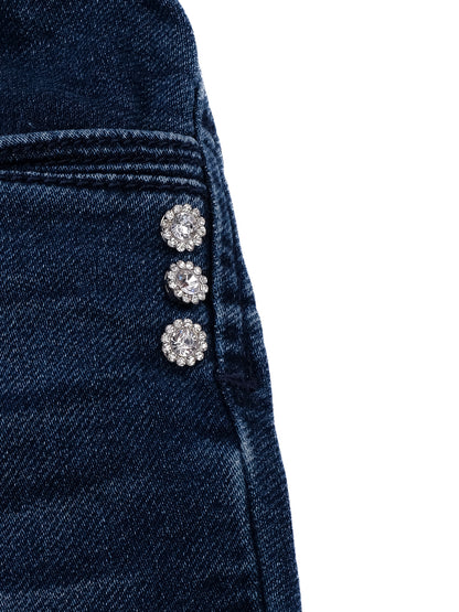 Monnalisa Excellent Blue Denim Jeans with Rhinestone Detail Size 6