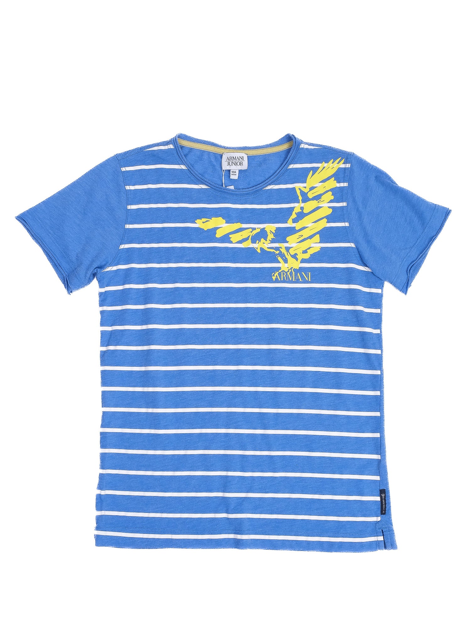 Excellent Armani Junior Blue Striped T-Shirt for Kids Size 10