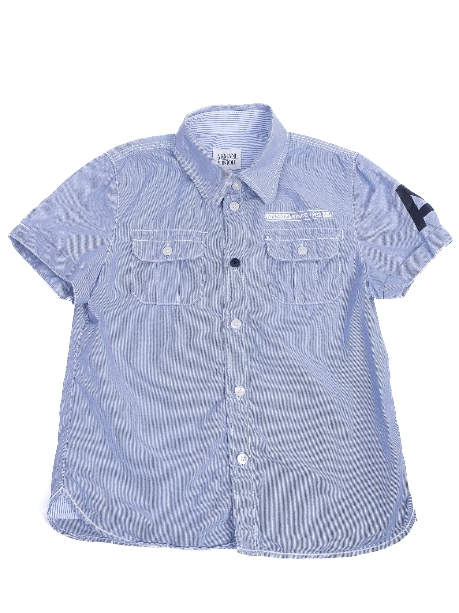 Excellent Armani Junior Blue Cotton Shirt Size 5 for Kids