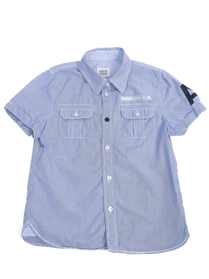 Excellent Armani Junior Blue Cotton Shirt Size 5 for Kids