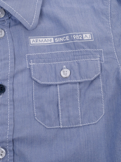 Excellent Armani Junior Blue Cotton Shirt Size 5 for Kids