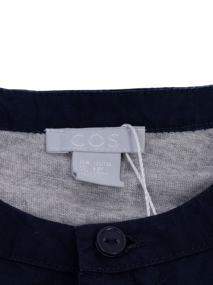 Excellent Cos Long-Sleeved Shirt Navy Blue &amp; Gray Size 8 for Kids