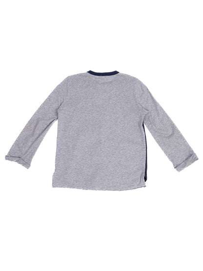 Excellent Cos Long-Sleeved Shirt Navy Blue &amp; Gray Size 8 for Kids