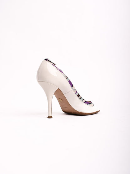 Good Emilio Pucci Peep-Toe High Heels Women Size 39.5 Leather