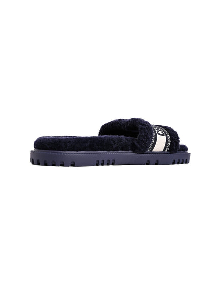 NEW Dior Blue Fuzzy Slide Sandals Women Size 37