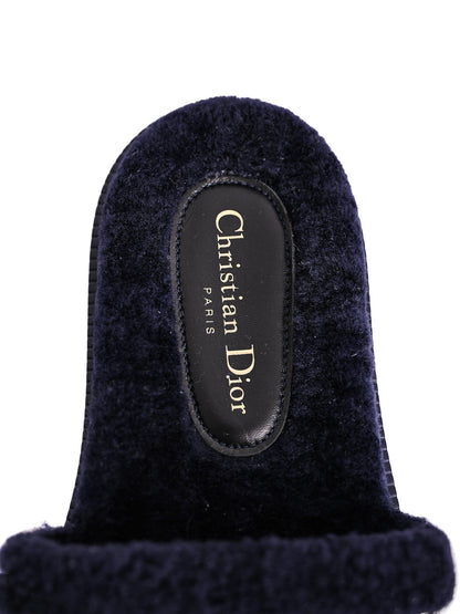 NEW Dior Blue Fuzzy Slide Sandals Women Size 37