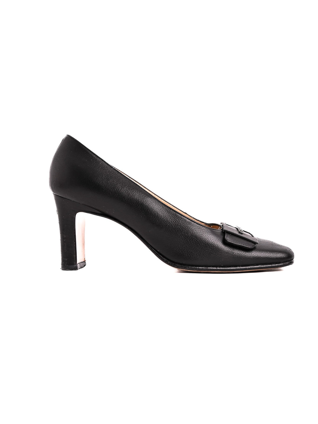Good Giorgio Fabiani Black Leather High Heels Size 36.5 with Bow