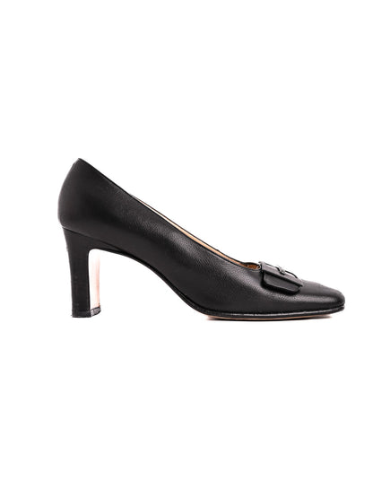 Good Giorgio Fabiani Black Leather High Heels Size 36.5 with Bow