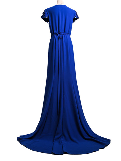 Perfect Pronovias Royal Blue Evening Gown Size M Cotton