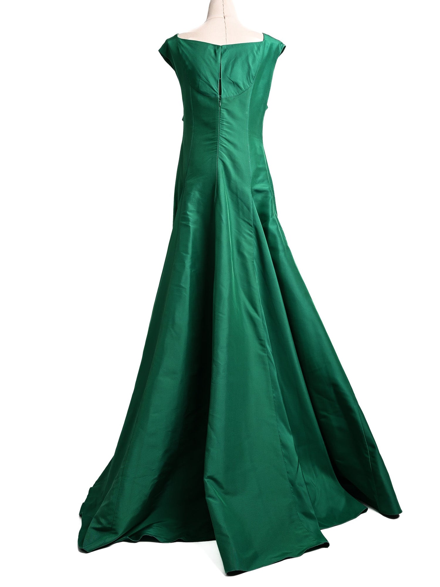 Elie Saab Green Silk Gown with Bow Detail Size M