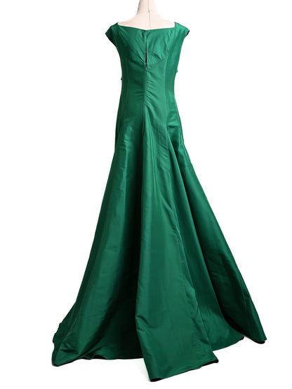 Elie Saab Green Silk Gown with Bow Detail Size M
