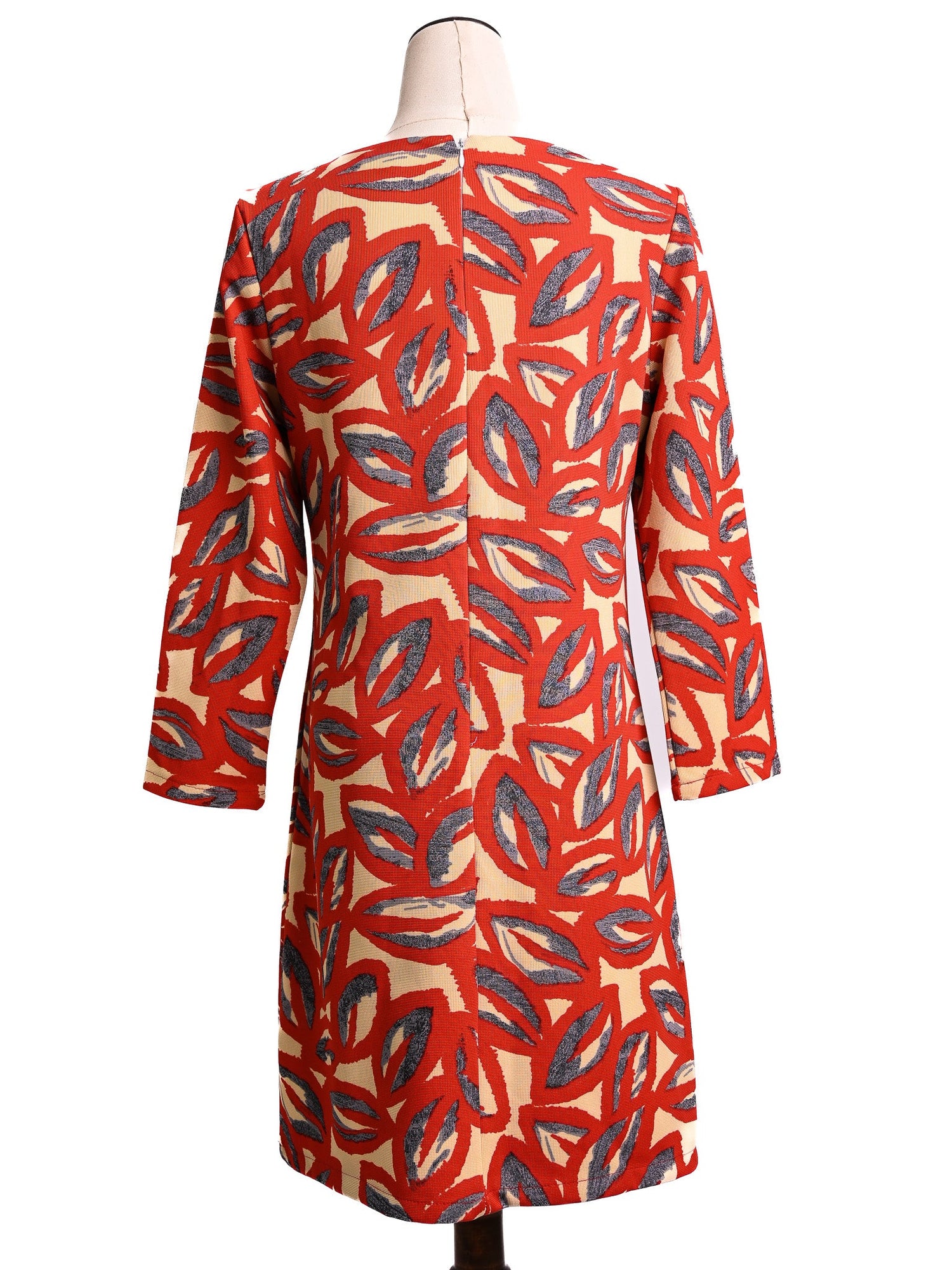 Good Moschino Red Abstract Print Dress Women Long Sleeve Cotton