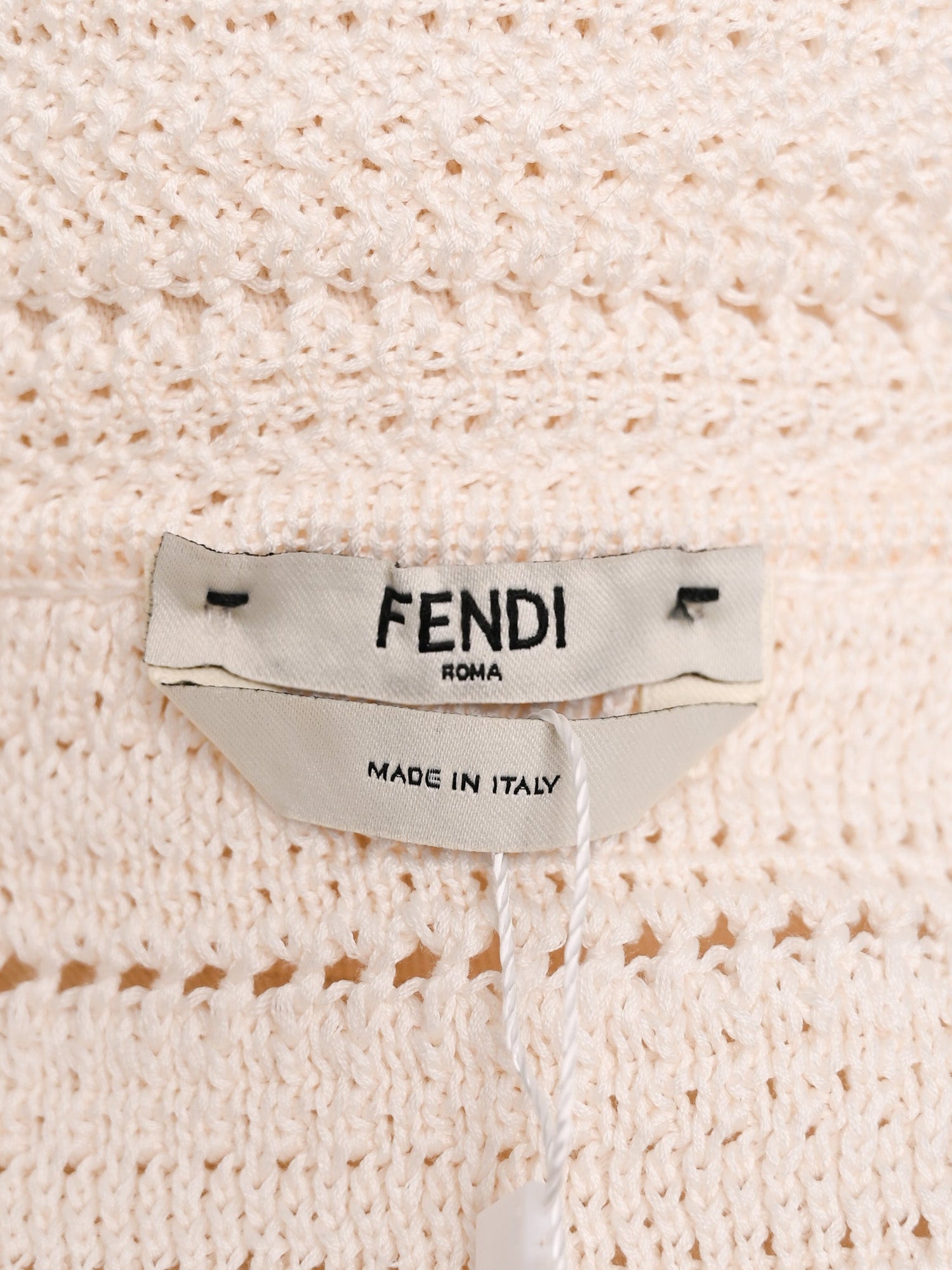 Fendi White Cotton Knitted Top Size M with Black Trim